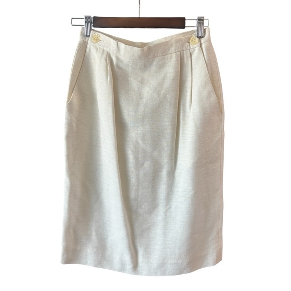 Vintage Christian Dior Elegant Cream Women's Skirt Size 8 With Pockets! - Picture 10 of 14